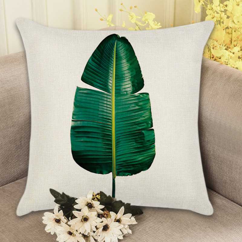 

Fashion Leaf Pillow Case Tropical Plant Square Pillow W6Q6, 01
