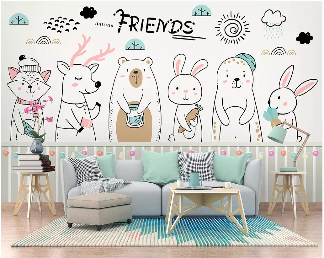 

WDBH 3d wallpaper custom photo Simple cartoon hand drawn cute animal children's room Home decor 3d wall murals wallpaper for walls 3 d, Non-woven