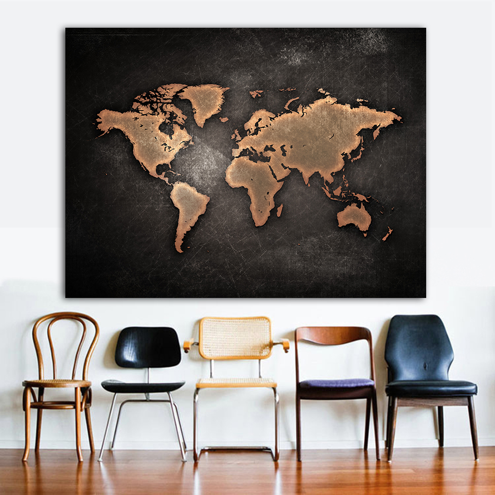 

Wall Canvas Prints Painting 1 Pieces Black Map Home Decoration Pictures Modular Framework For Bedside Background Poster Artwork