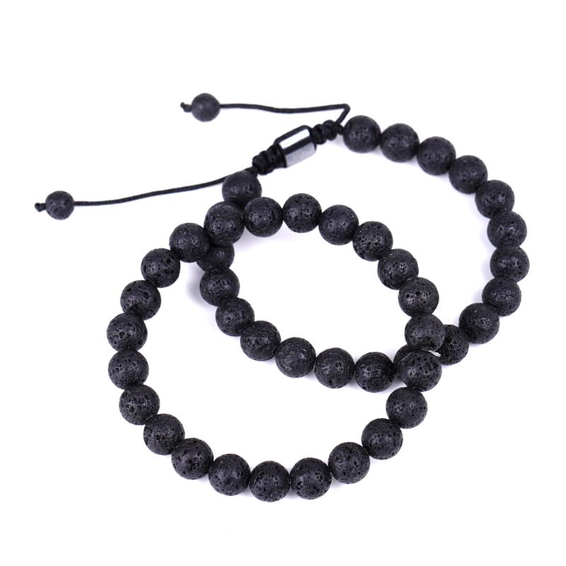 

Natural Stone Lava Rock Stone Bracelet Fashion Adjustable Braided Essential Oil Diffuser Women Men Charm Jewelry