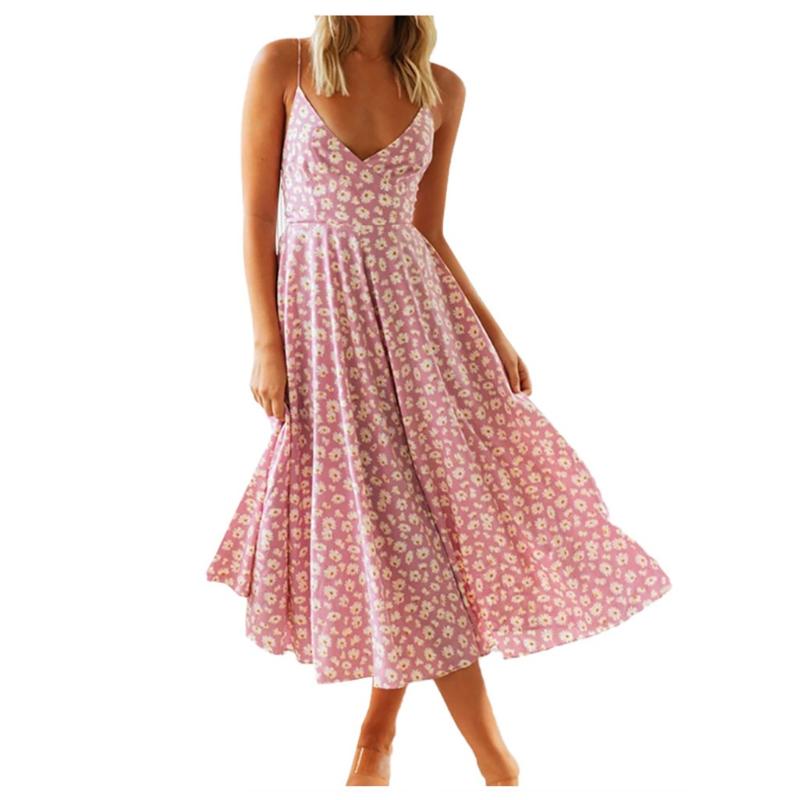 

SAGACE Sexy Dress Womens Casual Sleeveless Button beach dresses and tunics Floral Print V Neck Split Ruffle Beach Long Dress new