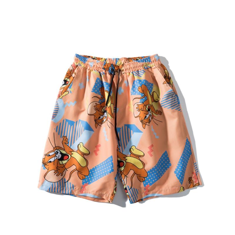 

Men's shorts fashion trend five-point pants summer beach pants printed quick-drying shorts drawstring sweatpants large size, 8105 white