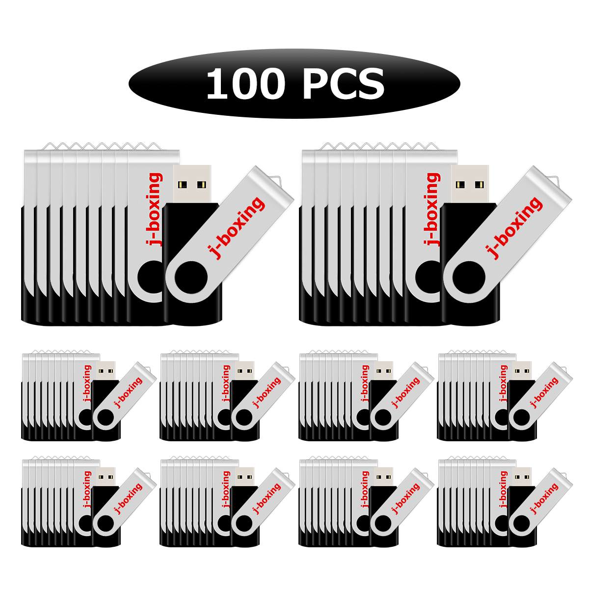 

Black Bulk 100PCS Rotating USB 2.0 Flash Drives Thumb Pen Drive 64MB-32GB USB Memory Stick Thumb Storage for Computer Laptop Macbook Tablest