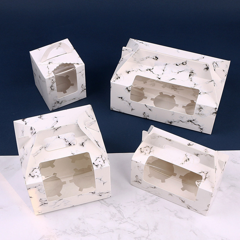 

5 Pcs Paper Gift Box with Window Wedding Party Kraft Paper Box Cake Packaging Candy Cookies Cupcake Dragees for Wedding