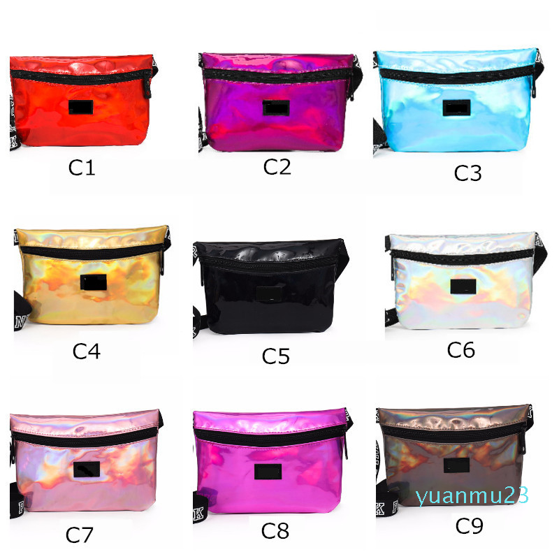Wholesale-Womens Laser Waistpacks Purses Pocket Bags Girls Cosmetic Bag Waterproof Waist Bag Travel Running Beach Ladies Storage Stuff Sacks