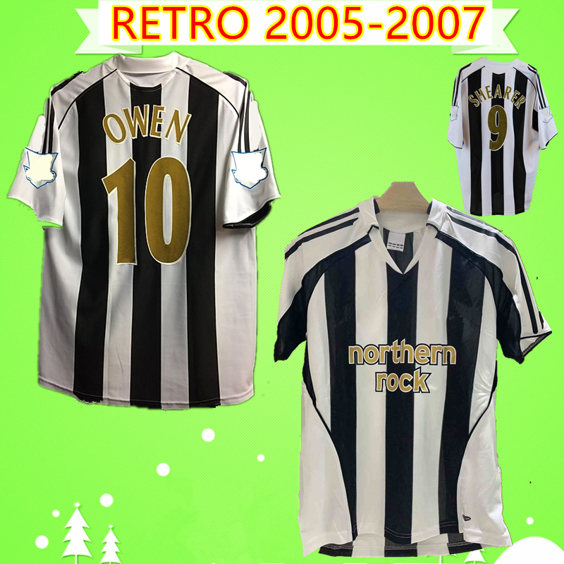 

#9 SHEARER #10 OWEN Retro 2005 2007United soccer jerseys 05 07 football shirts Vintage Camiseta home Maillot Ameobi Solano Dyer Bowyer, Retro 2005-2007