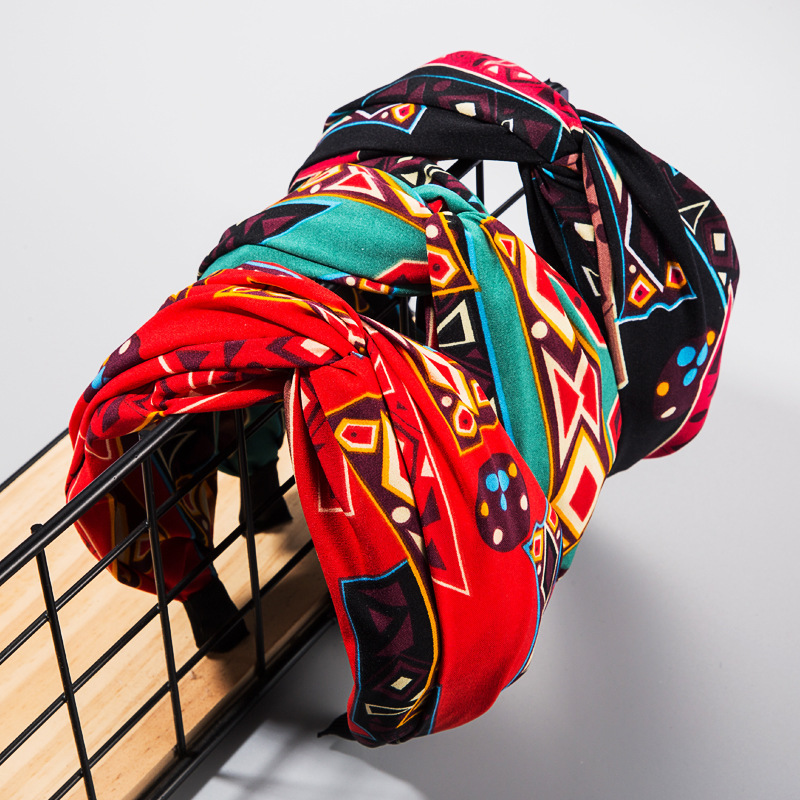 

Hair band female printed fabric personalized knot knot headband ins hair accessories