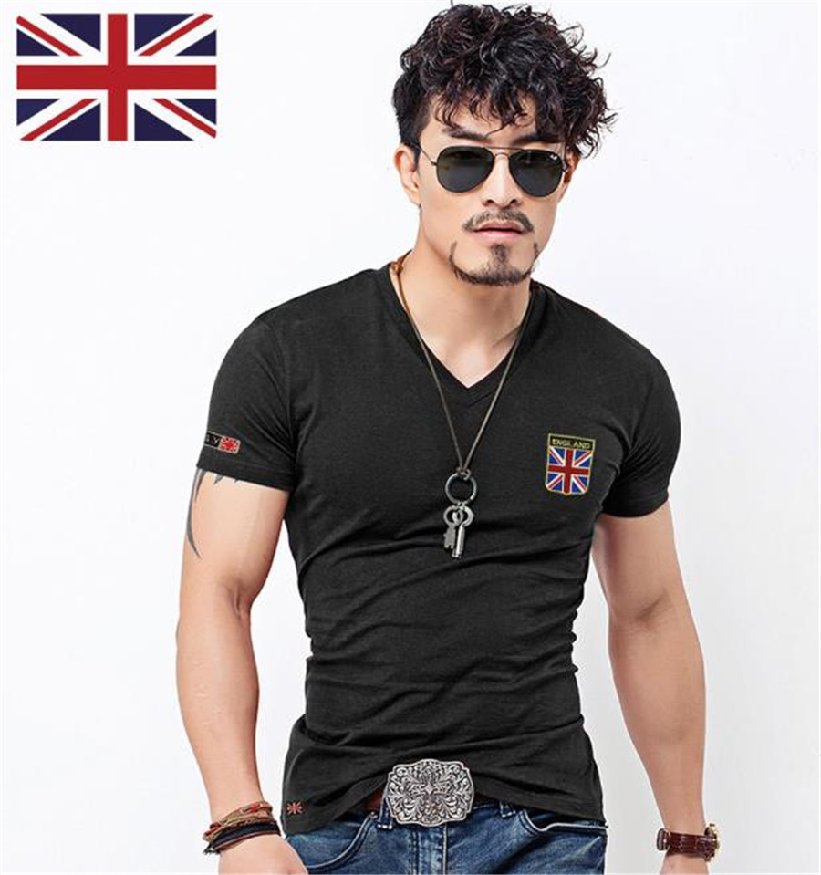 Summer Slim Mens Tshirts V Neck Half Sleeve Designer Mens Tops Casual Male Tees