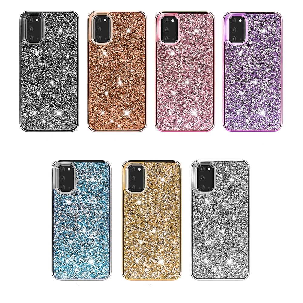 

for Iphone 12 bling Case 2in1 PC+TPU Glitter Phone Case For iPhone 8 12 Mini 11 11 Pro Xr Xs MAX for Samsung S20 Note 20, Black