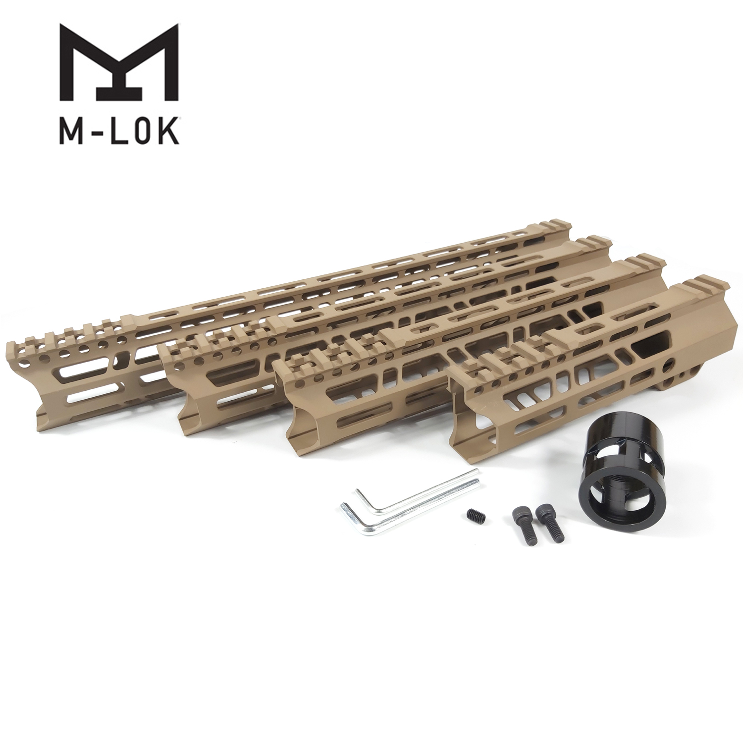 

7/10/12/15 Inch Lightweight Clamp Mount Type M-LOK Handguards Edge CNC Chamfering For .223/5.56 Spec Tan Color