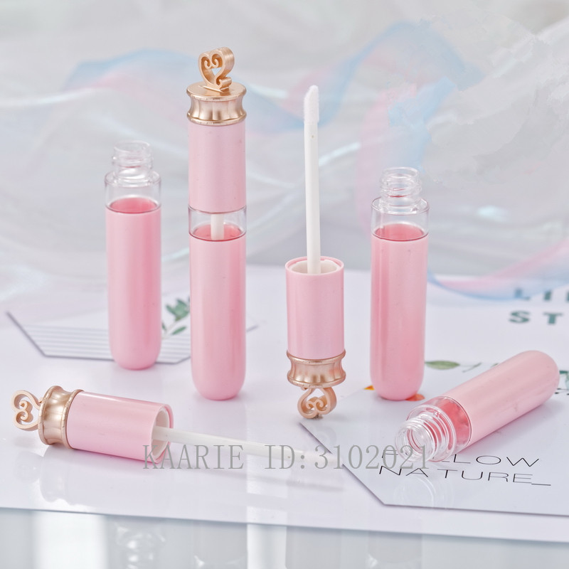 

High Quality 10/30/50/80pcs 7ml Pink Lip Gloss containers Tube Empty Lip Gloss Lipstick Tube With Love Shap Cosmetic Containers