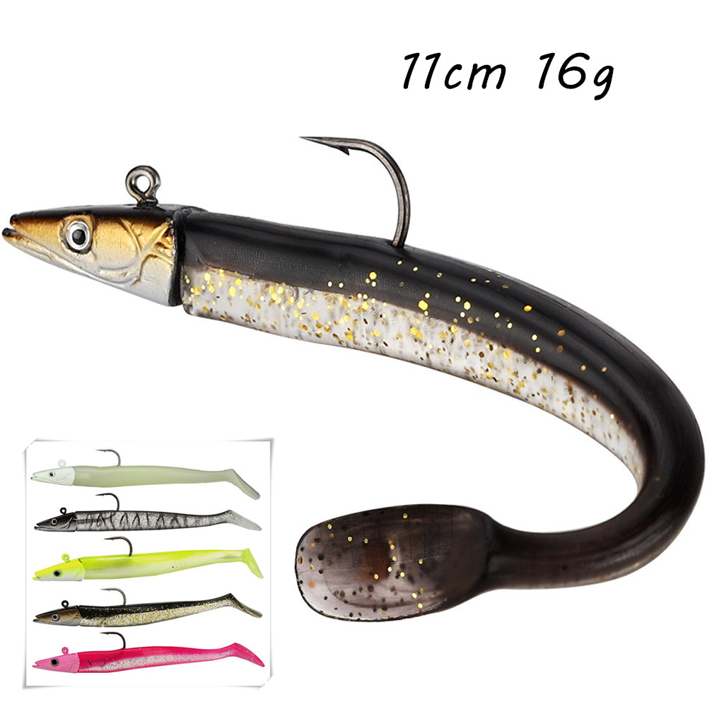 

5pcs/lot Soft Baits & Lures 5 Color Mixed 11cm 16g Lead Head Jigs Fishing Hooks Pesca Fishing Tackle SF_38