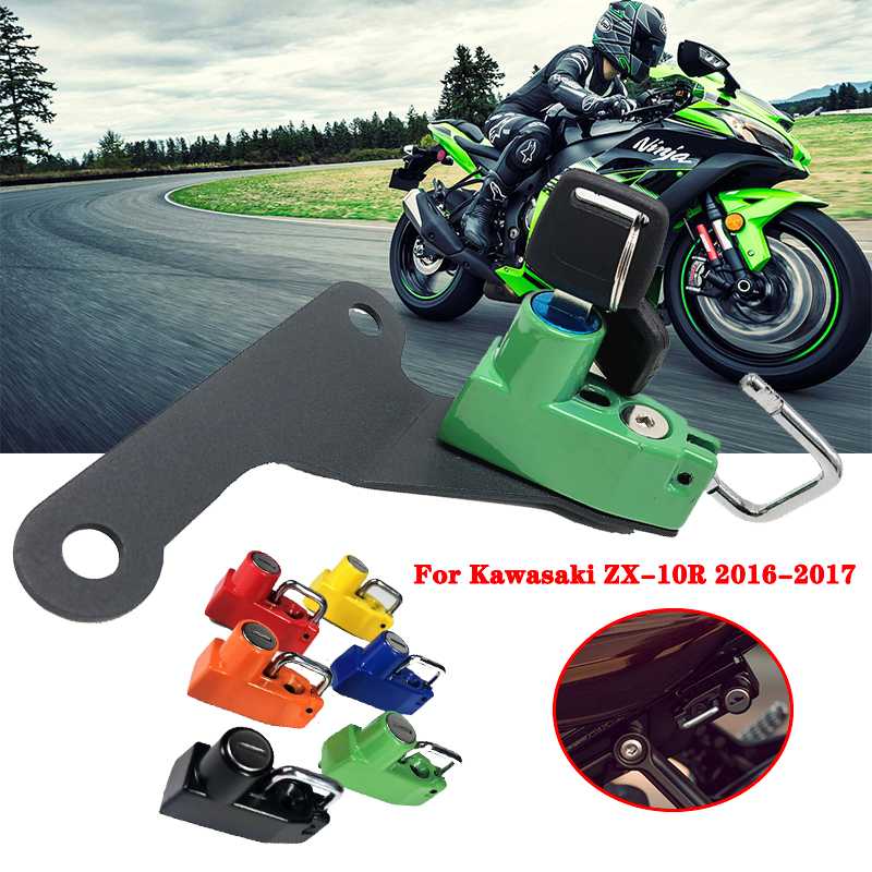 

Black Green Blue Red Helmet Lock Kit Aluminum with 2 Keys fits For ZX-10R ZX10R ZX 10R 2016 2017 Motorcycle Accessories