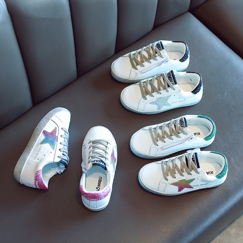 Koovan Girls White Sneakers Geunine Leather 2019 New Autumn