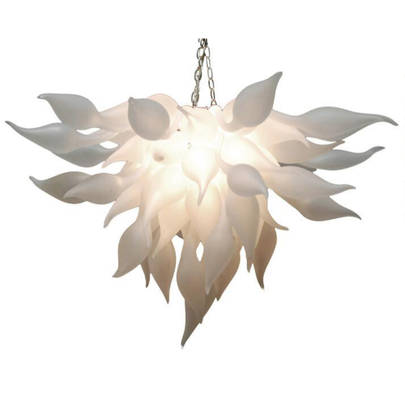 

Frosted White Glass Chandelier Cheap Wedding Hand Blown Glass Chandelier for Art Decor Drop Shape Glass Pendant with LED Bulbs