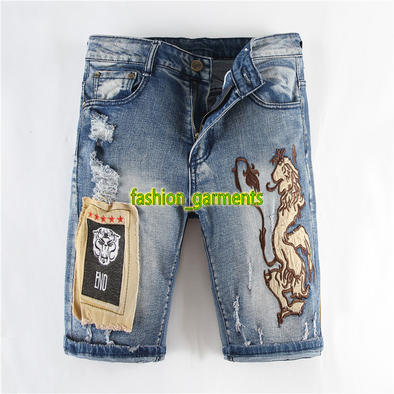 

2019 New Summer Denim Pants Hole Mens Straight Shorts Mens Slim Embroidery Denim Shorts Mens stylist Fashion Shorts Bue, Blue #377