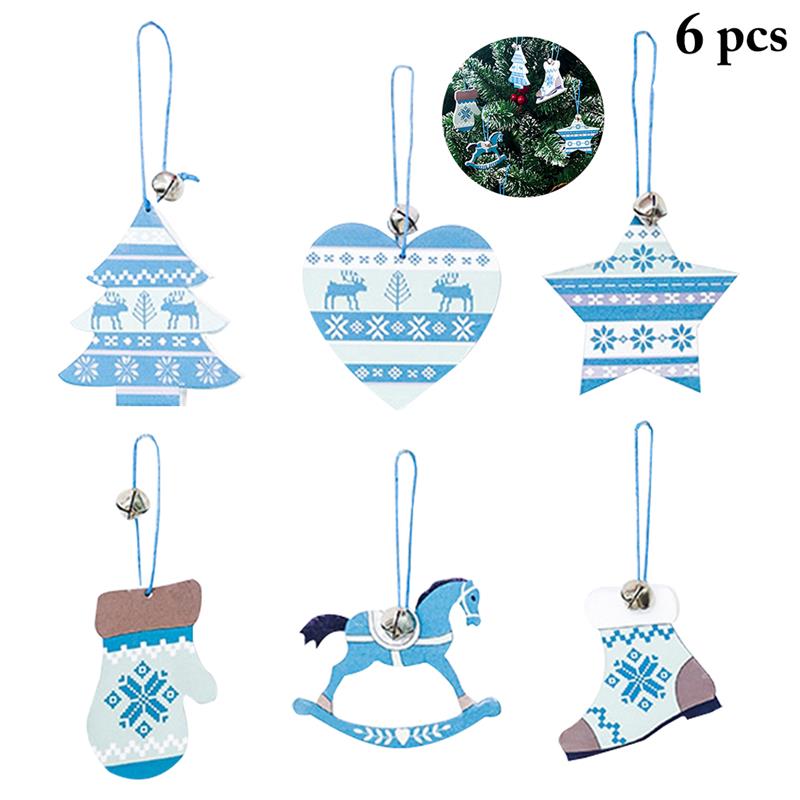 

6pcs Creative New Year Wooden Christmas Tree Ornament Wooden Hanging Pendants Gifts Snow Elk Christmas Decor Festival Gifts