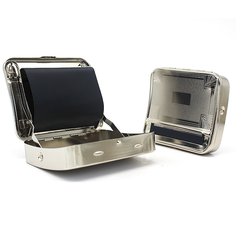 

New Automatic Rolling box Tobacco Roller Box Matel Cigarette Rolling Cigarette Case for smoking accessories silver color