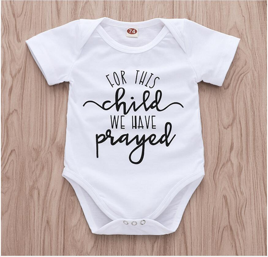 

Girl Letter Print Romper Baby Summer White Short Sleeve Jumpsuit Kids Clothes One Piece ZHT 207, As picture