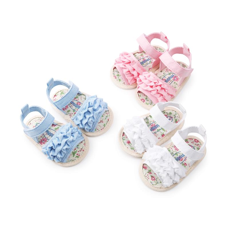 

Newborn Baby Summer Sandals Girls Flower Toddler Shoes Flats Sandals Princess Cute Beach Shoes Rubber Sole Anti-Slip Crib, Blue