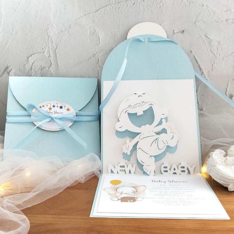 

Baby shower invitation card for boy -out 3D Handmade Custom Baby Shower Boy in a -out With Envelope