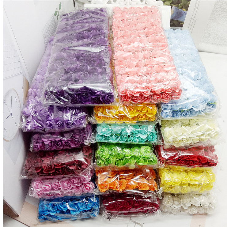 

144 pcs 1.5cm Silk Rose Artificial Flower Wedding Leaves Decoration Items Wreath DIY Handicraft Flowers Fake Simulation Cheap, See chart