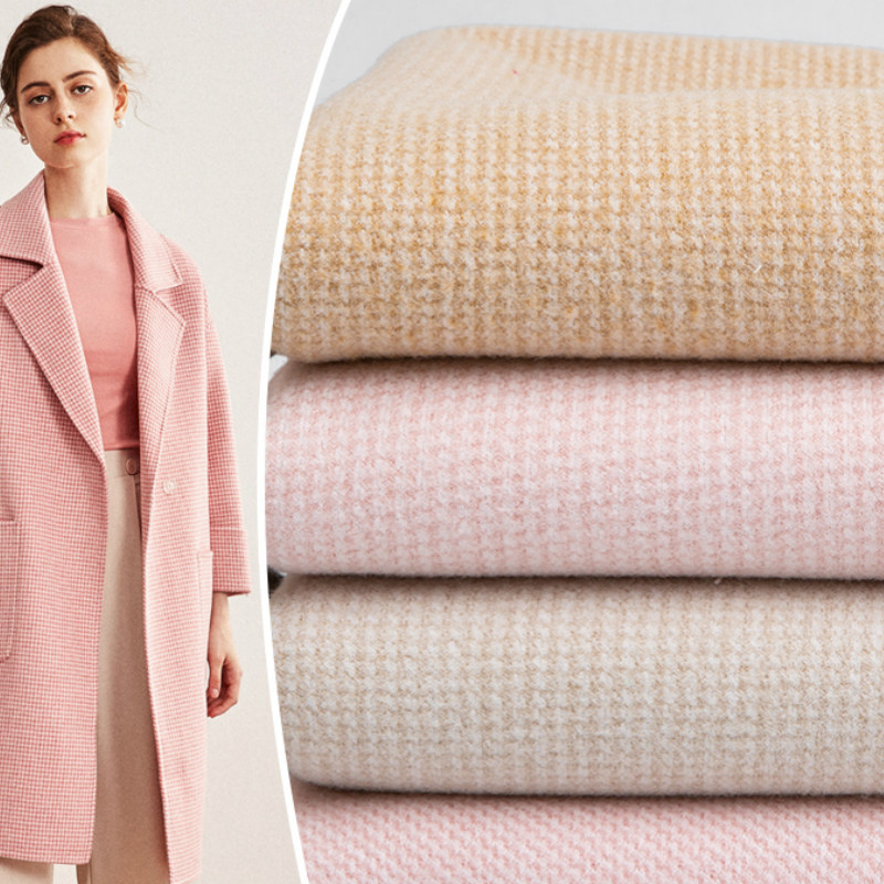 

Width 150cm Wool Polyester Blend Tartan Plaid Houndstooth Sanded Fabric British Woolen Clothing Material For Coat OverCoat Cloth