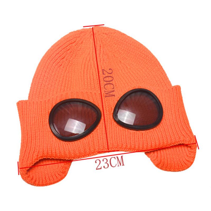 

Wool Knitted Goggles Beanie Sports Cap Leisure Thermal Warm Autumn Winter Hat Heat Keeper Ear Snow Cold Protector New N13, Black