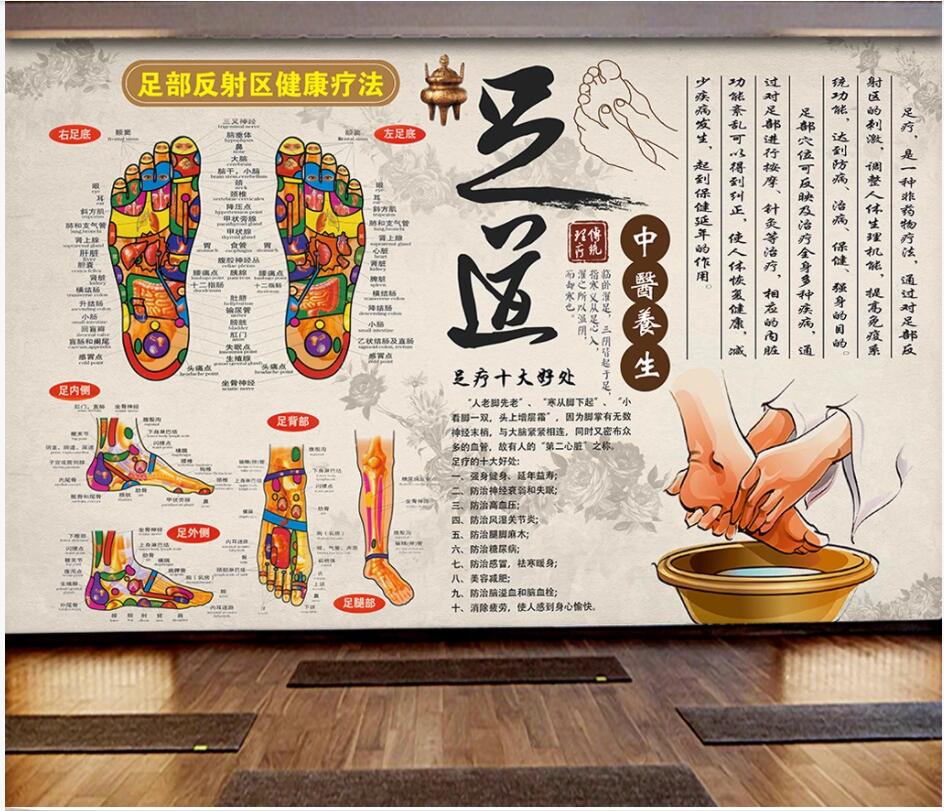 

WDBH 3d wallpaper custom photo Foot TCM Health Preservation Traditional Physical Therapy 3d wall murals wallpaper for walls 3 d living room, Non-woven
