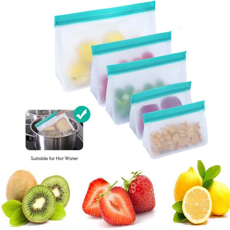 

Storage Bag Upgrade Leakproof Top Stand Up Reusable Freezer Silicone Bag Preservation 1Pcs