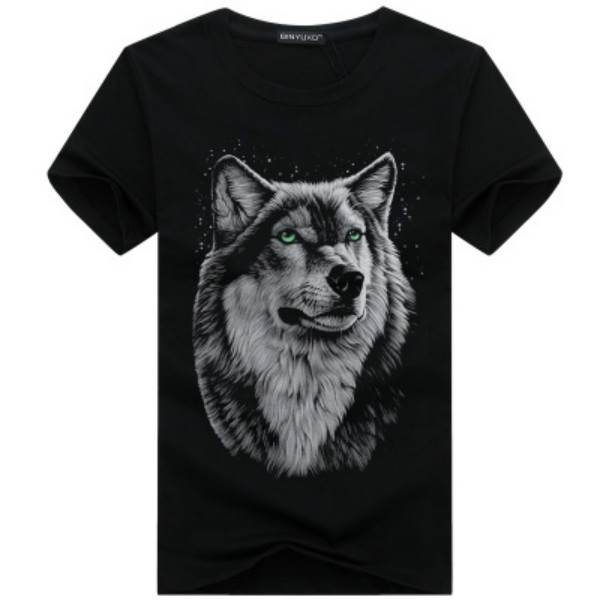 

Summer Mens Tshirts Fashion 2020 New Shorts Sleeve T-shirts Mens Plus Size Casual Crew Neck 3D Print Wolf Head Tees Tops Mens Clothing New, White