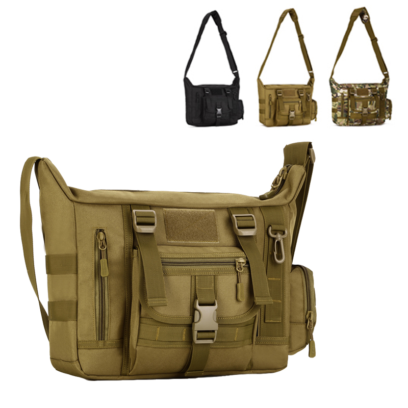 

Large Capacity Single Shoulder Outdoor Bags 14-inch Resistant Computer Bags A4 Camouflage Schoolbag Camping Hiking Backpack, Black