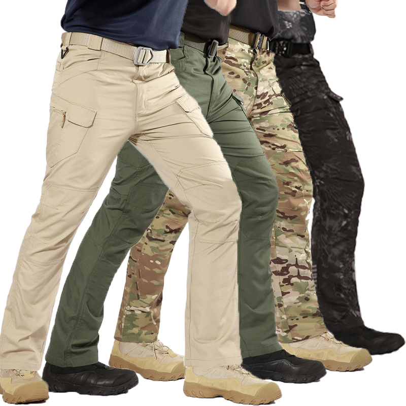 

Men Tactical Pants Combat Trousers SWAT Army Pants Outdoors Cargo Casual Trousers Hiking multi Pockets Camo, Black