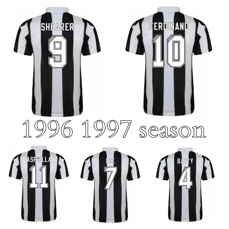 

1996 1997 Shearer Ferdinand Asprilla retro soccer jersey 96 97 Batty PEACOCK GILLESPIE ALBERT new classic vintage football shirt, No name no number