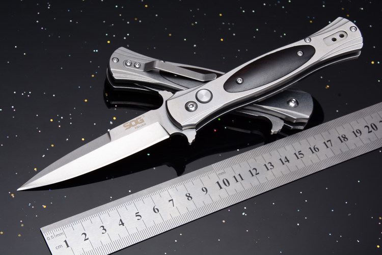 

Special Offer Sog FIELDER BM Switch blade automatic knife 8Cr14Mov Satin Blade Steel Cocobolo handle Rescue knife cutting tools G707