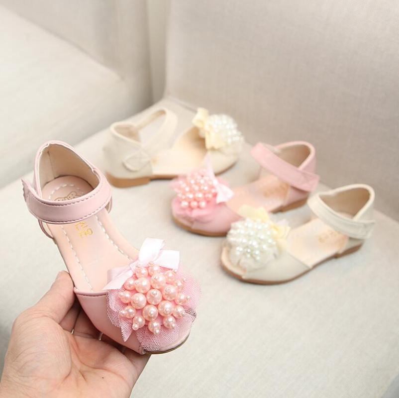 Casual Princess Flat Heel Party Shoes Fashion Sequins Bow Pearl Shoes For Girls