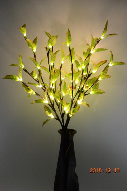 

48L/60L LED Green Leaf Branch Lamp Vase Floral Lights Home Garden Desktop Party Decor Holiday Birthday Gift Blossom Branch Light, Warm white led green