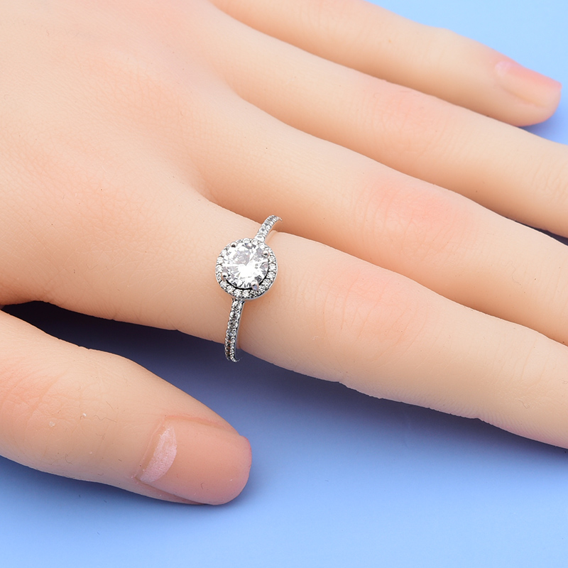 Round Diamond Ring Authentic 925 Sterling Silver Luxurious RING set Women Wedding Party Jewelry Girlfriend Gift Stacking rings with Retail Box Fa