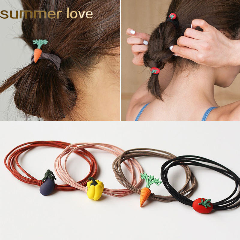 

Cute Korea Children Women Elastic Hair Band Vegetabl Hair Ties Rope Girl Scrunchy Kids Ponytail Holder Fashion Designs Hair Accessories Gift