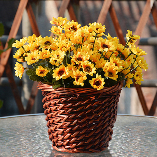 

1 Bouquet 14 Heads Artificial Flower Fake Small Sunflower Home Wedding Decor, Yellow