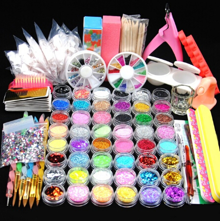 

48 Acrylic Powder Glitter Powder Manicure Nail Kit Gel Polish Nail Decoration DIY False Nail Tip Gel set Brush Tool For Beginner