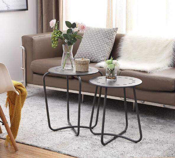 Nordic Iron Tea Table Living Room Furniture Simple Small Round Tables Multifunctional Floating Window Metal Bedside-image-485651562