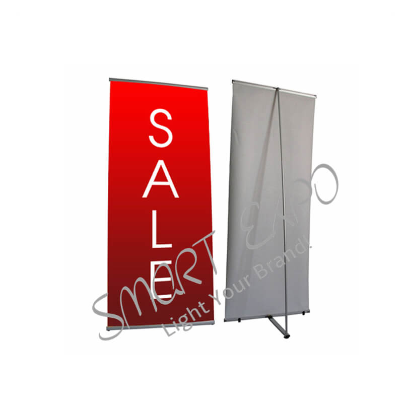 

Aluminum L Roll up Banner Stand with Aluminum Frame PVC or Fabric Print Portable Carry Bag