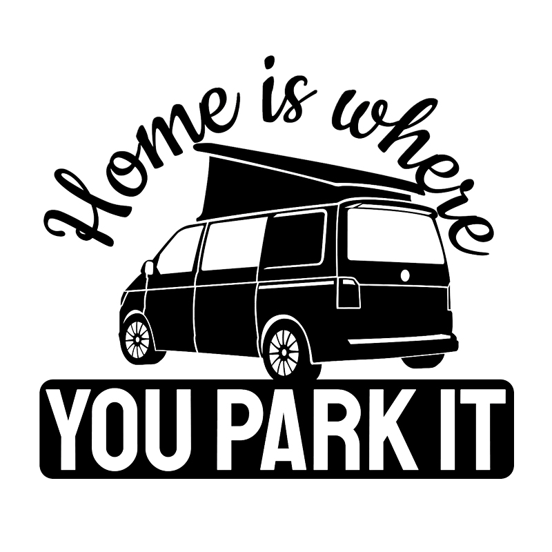 

15*13.4cm Home Is Where You Park It Funny Adventure Motorcycle SUVs Bumper Car Window Laptop Car Stylings, Color