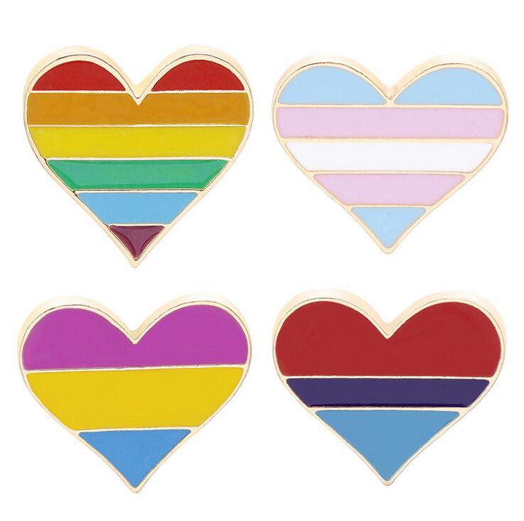 

Gay & Lesbian Pride Rainbow Enamel Lapel Pin Brooch Badge Unisex Fashion Jewelry Love Heart Brooches, Gray