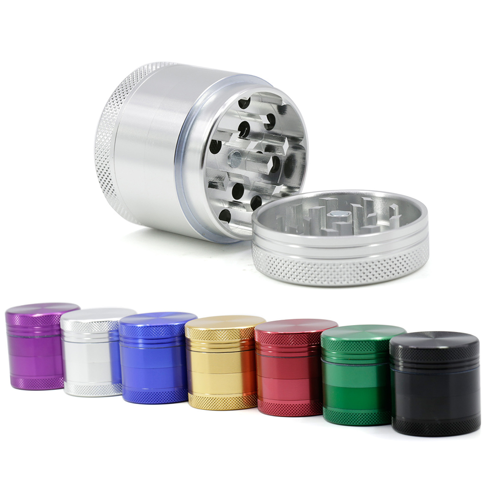 

Aluminum Alloy 4-piece Herb Grinder Dia. 40mm 4 Layers Sharp Teeth Smoking Grinders Multiple Color Tobacco Portable Spice Muller Accessory