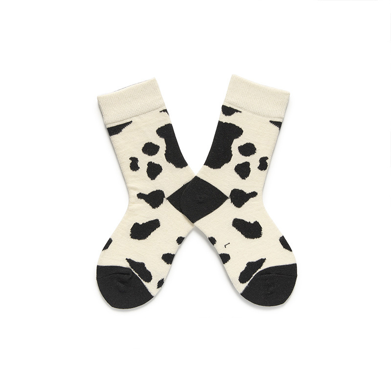 

Cow Printed Socks Lovely Harajuku Japanese Style Cotton Kids Socks Trend Spring Autumn Children Boys Girls Calcetines, Black