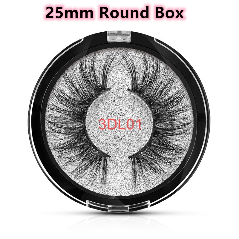

Round Box 25MM 3D Mink Eyelashes Long Dramatic 100% Mink Eyelash Makeup 5d Mink Eyelashes Thick Long False Eyelashes Eyelash Extension