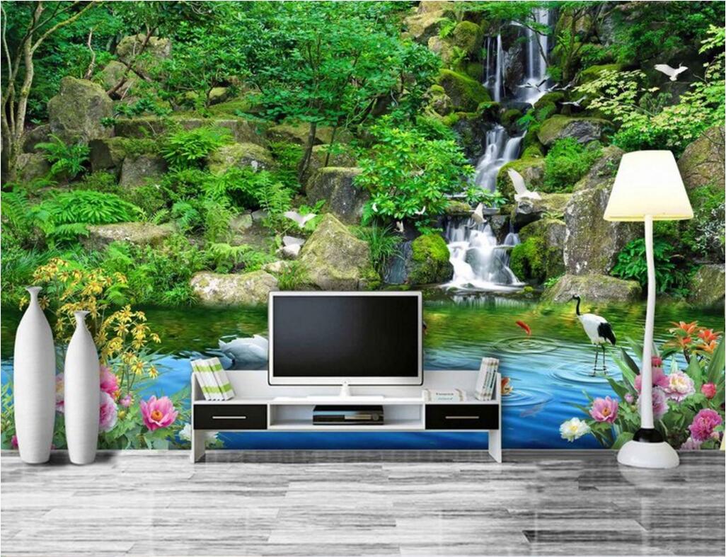 

WDBH custom photo 3d wallpaper Mountain stream waterfall scenery living room home decor 3d wall murals wallpaper for walls 3 d living ro, Non-woven