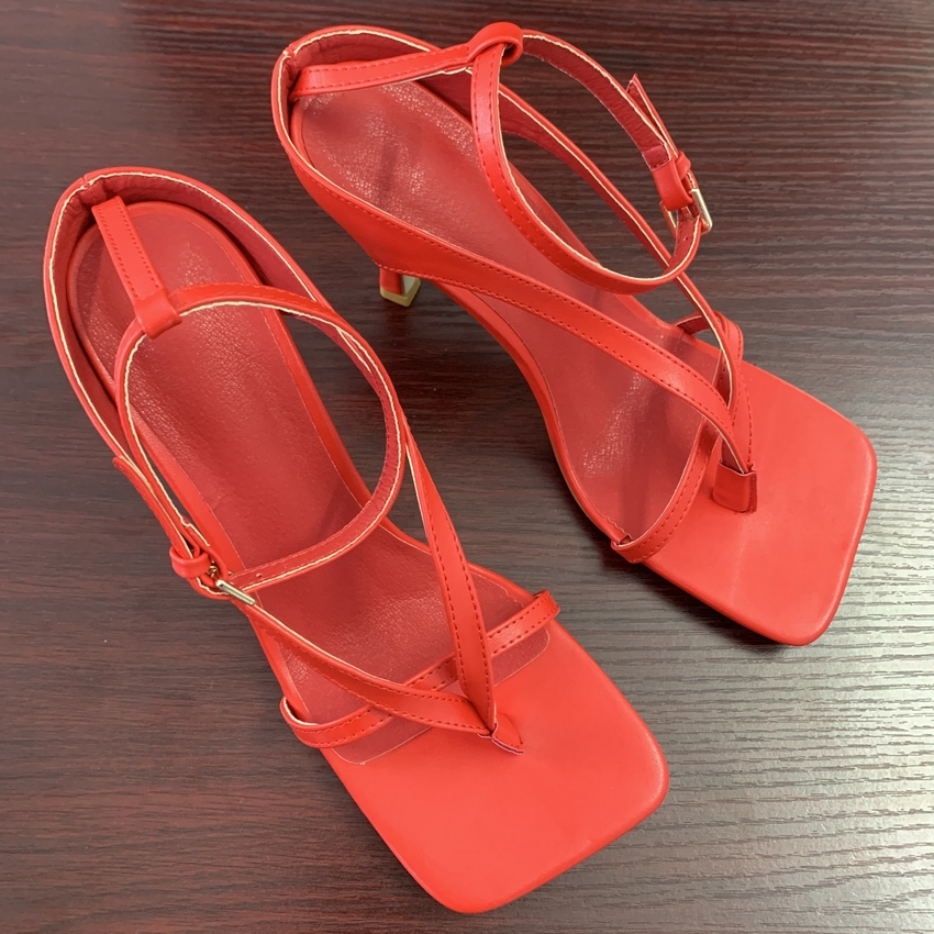 

2020 Summer Women Sandals High Heels Shoes Fall Best Street Look Females Square Head Open Toe Clip-On Strappy Sandals Women CX200616, Dct-d red